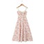YENKYE Women French Style Floral Print A-line Midi Sling Dress Sexy Carousel 4