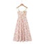 YENKYE Women French Style Floral Print A-line Midi Sling Dress Sexy Carousel 5