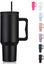1200ML Tumbler with Handle Fit Car Cup Holders - Black Carousel 1