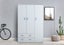 180cm Wardrobe Cabinet Bedroom Clothes Storage Organiser Cupboard 3 Doors White Carousel 1