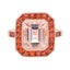 Art Deco Style 18k Rose Gold 3.85ctw Morganite & Orange Sapphire Halo Ring Carousel 1