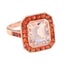 Art Deco Style 18k Rose Gold 3.85ctw Morganite & Orange Sapphire Halo Ring Carousel 3