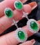 *CLEARANCE* Dangling Green Jade & CZ Diamond Earrings / .18KGP White Gold Carousel 1