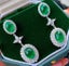 *CLEARANCE* Dangling Green Jade & CZ Diamond Earrings / .18KGP White Gold Carousel 2