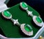 *CLEARANCE* Dangling Green Jade & CZ Diamond Earrings / .18KGP White Gold Carousel 3