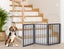 Wooden Pet Gate Dog Fence Retractable Barrier Portable Door 3 Panel White Carousel 8