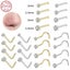 ZS 18/20G 925 Sliver Nostril Piercings Gold Plated Nose Studs Shiny Zirco CHK12N Carousel 2