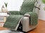 For 2-Seater T-shaped Recliner Couch Cover Recliner Cushion Slipcover Green Carousel 4