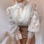 Vintage White Lace Blouse Shirts Women Button Loose Shirt Carousel 3