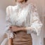 Vintage White Lace Blouse Shirts Women Button Loose Shirt Carousel 6