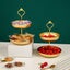 2 Tier Tray Metal Stand Snacks Fruit Afternoon Tea Storage Plate Wedding Carousel 3