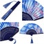 2pcs Chinese Folding Hand Held Fan Portable Glitter Wedding Party Christmas Carousel 4