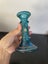 Vintage blue art glass candle holder/ candlestick Carousel 5