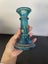 Vintage blue art glass candle holder/ candlestick Carousel 4