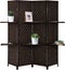 ROOM DIVIDER WITH SHELVES 4 PANELS Brown Carousel 1