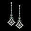 Art Deco Inspired 14k White Gold 1.69ctw Diamond & Emerald Dangle Drop Earrings Carousel 1