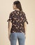 Moomaya Cold Shoulder Band Collar Short Sleeve Printed Top - Women's Trendy Carousel 4