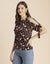 Moomaya Cold Shoulder Band Collar Short Sleeve Printed Top - Women's Trendy Carousel 8