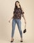 Moomaya Cold Shoulder Band Collar Short Sleeve Printed Top - Women's Trendy Carousel 9
