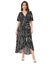 Moomaya V Neck Wrap Printed Georgette Short Sleeve Dress - Women's Wrap Carousel 1