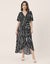 Moomaya V Neck Wrap Printed Georgette Short Sleeve Dress - Women's Wrap Carousel 2