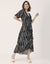 Moomaya V Neck Wrap Printed Georgette Short Sleeve Dress - Women's Wrap Carousel 3