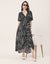Moomaya V Neck Wrap Printed Georgette Short Sleeve Dress - Women's Wrap Carousel 9