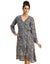 Moomaya Slim Fit Printed Long Sleeve Wrap Dress - V Neck Cocktail Evening Carousel 1