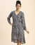 Moomaya Slim Fit Printed Long Sleeve Wrap Dress - V Neck Cocktail Evening Carousel 2
