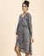 Moomaya Slim Fit Printed Long Sleeve Wrap Dress - V Neck Cocktail Evening Carousel 8