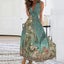 Women Elegant Party V-neck Long Dress Sleeveless Floral Printed Sexy Carousel 1