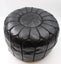Genuine Moroccan Leather Medium Pouf-Black - Free Delivery Carousel 3