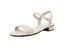 Women Genuine Leather Sandals Low Heel Buckle Strap Open Toe Black Beige Metal Carousel 6