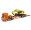 Die-cast Flatbed Truck with Digger (ORANGE), 1:50, Metal, Huina 1729 Carousel 1