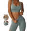 Ribbed Seamless Sport Set Women Crop Top Bra Leggings Shorts Yoga Set Carousel 3