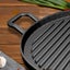 SOGA 2X 30cm Ribbed Cast Iron Frying Pan Skillet Steak Sizzle Platter Carousel 4