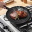 SOGA 2X 30cm Ribbed Cast Iron Frying Pan Skillet Steak Sizzle Platter Carousel 9