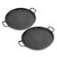 SOGA 2X 30cm Ribbed Cast Iron Frying Pan Skillet Steak Sizzle Platter Carousel 1