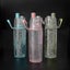 Portable summer and sports water bottle with spraying feature 600ml Blue Carousel 2