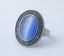 Cats Eye and Crystal Pewter Ring - Cornflower & Denim Blue Carousel 1