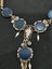 Vintage copper & red crystal necklace silver w blue agate discs caged gemstones Carousel 13