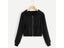 Autumn Cropped Sweatshirts Women Casual Solid Long Sleeve Hoodies Zipper Pocket Carousel 1