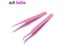 2pcs Pink Stainless Steel Tweezers Straight Curved Pick Up Tools Eyelash Carousel 1