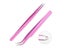 2pcs Pink Stainless Steel Tweezers Straight Curved Pick Up Tools Eyelash Carousel 3