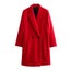 Women's Flip Collar Double breasted Buckle Long Coat Coat Carousel 1