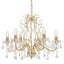 vidaXL Chandelier with Crystal Beads Golden Round 6 x E14 Carousel 1