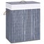 vidaXL Bamboo Laundry Basket with 2 Sections Grey 100 L Carousel 1