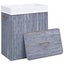 vidaXL Bamboo Laundry Basket with 2 Sections Grey 100 L Carousel 3