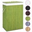 vidaXL Bamboo Laundry Basket with 2 Sections Green 72 L Carousel 1