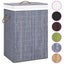 vidaXL Bamboo Laundry Basket with Single Section Grey Carousel 2